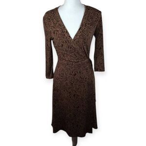 BCBGMAXAZRIA BROWN & CREAM WRAP DRESS SZ.SP EUC